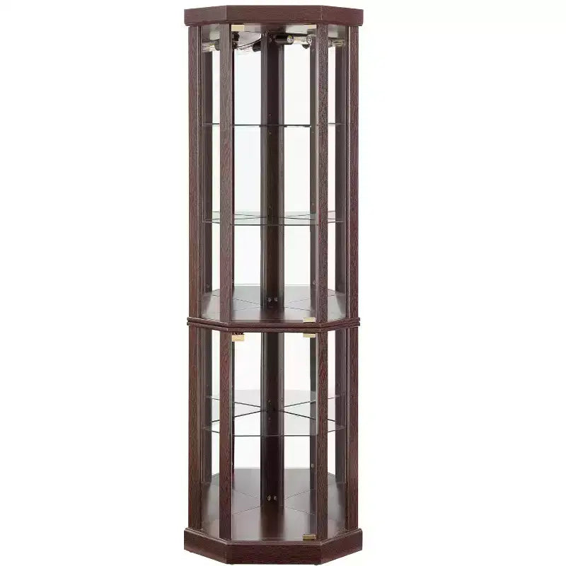 Eckvitrine mit Glastüren und Einlegeböden, Eckvitrine fürs Wohnzimmer