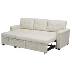 Canapé d’angle convertible et réversible avec lit escamotable, méridienne avec rangement dissimulé et pieds robustes