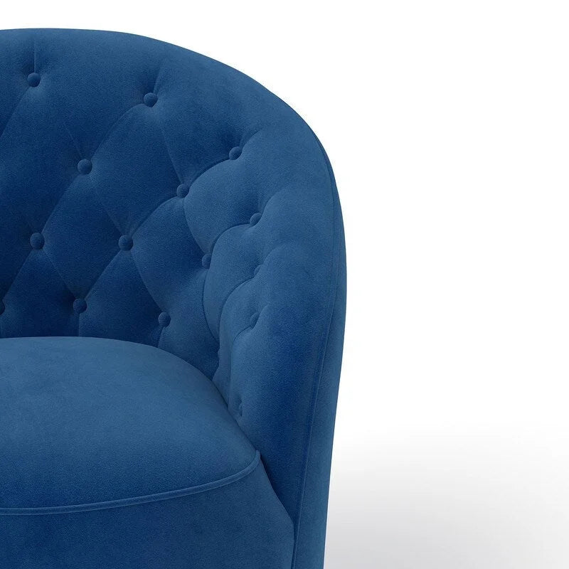 Lot de 2 fauteuils tonneaux modernes pivotants à 360 degrés, revêtement en velours et dossier capitonné à boutons SEYNAR