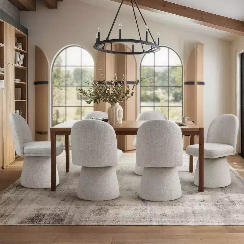 Set aus 6 modernen, um 360° drehbaren Esszimmerstühlen ohne Armlehnen mit säulenförmigem Fuß, elegante Akzentstühle für Küche, Esszimmer oder Büro-Panipeachy