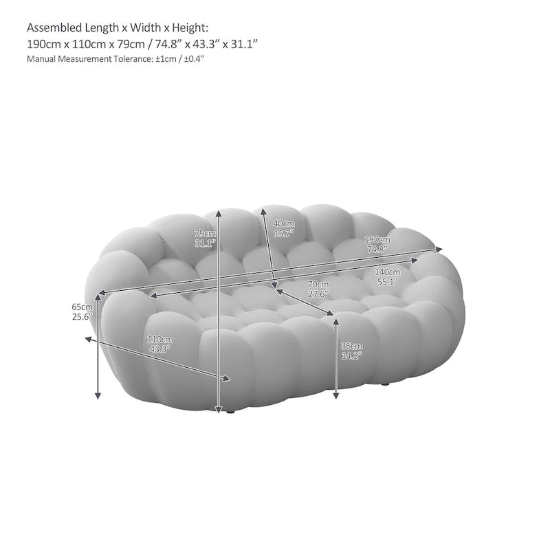 Gebogenes Bubble-Sofa für 2 Personen in Wabenform mit 3D-Textilgewebe fürs Wohnzimmer, Salon oder Apartment
