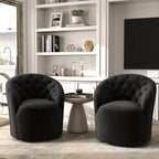 Lot de 2 fauteuils tonneaux modernes pivotants à 360 degrés, revêtement en velours et dossier capitonné à boutons SEYNAR