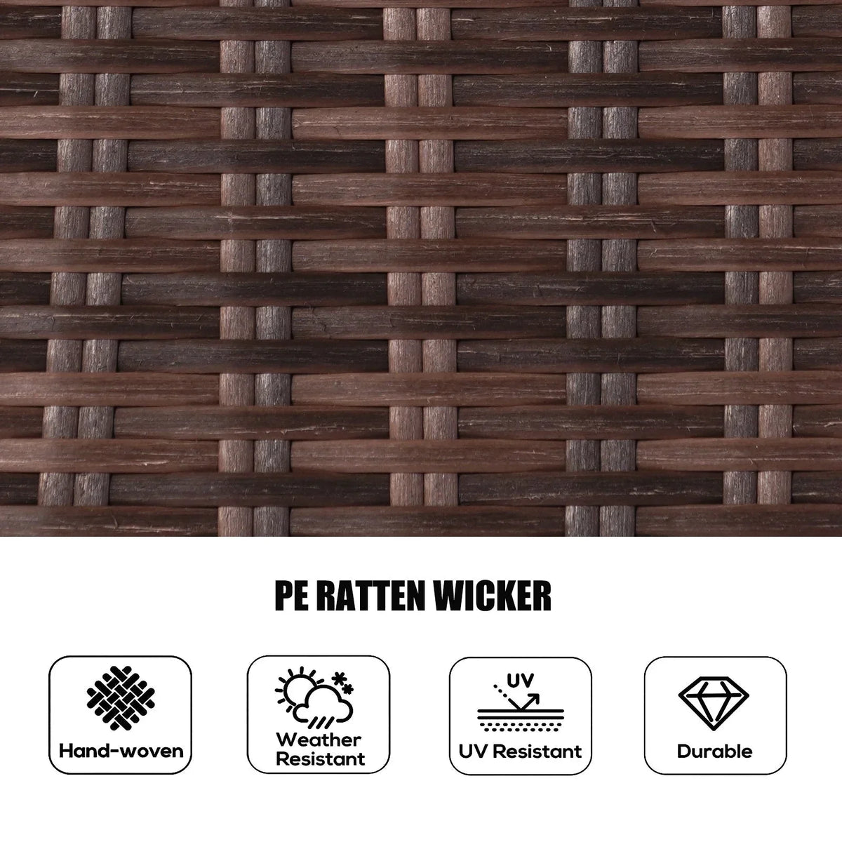 7-delige ronde eethoek voor buiten van gevlochten rotan met kussens van Moda Furnishings