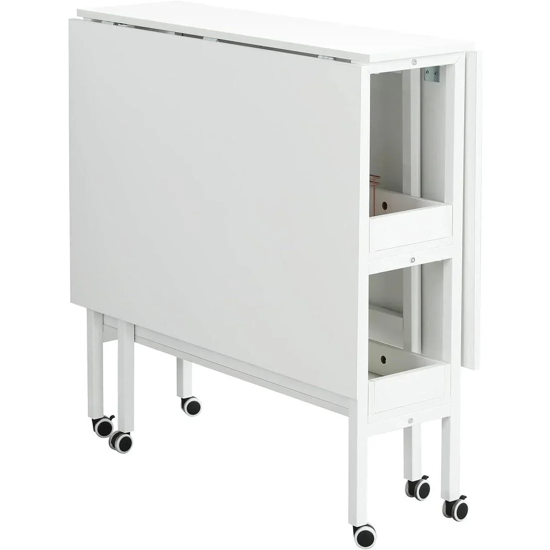 In hoogte verstelbare knutseltafel met opbergplanken, mobiele opvouwbare snijtafel voor thuiskantoor, naaikamer of hobbykamer