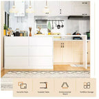 Smart Rotatable/Extendable Buffet Sideboard with 6 Drawers, Extended Countertop, Non-slip Mat, Rotating Dining Table, Kitchen Island Pantry