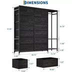 Kommode mit 16 Schubladen, Kleiderstange und Regalen, Stoff-Aufbewahrungsorganizer für Schlafzimmer, Kleiderschrank oder Eingangsbereich