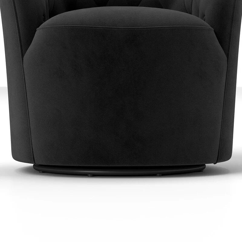 Lot de 2 fauteuils tonneaux modernes pivotants à 360 degrés, revêtement en velours et dossier capitonné à boutons SEYNAR