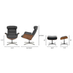 Jovan relaxfauteuil van echt leer van 31.5 met voetenbank