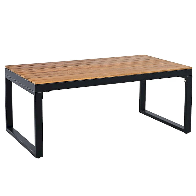 4-delige loungeset voor buiten voor 5 personen met salontafel van massief hout en afneembare kussens
