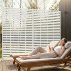 MAYEERTY 72x47 wit, natuurlijk privacyscherm voor buiten, set van 6 natuurlijke vouwschermen voor de achtertuin en tuin
