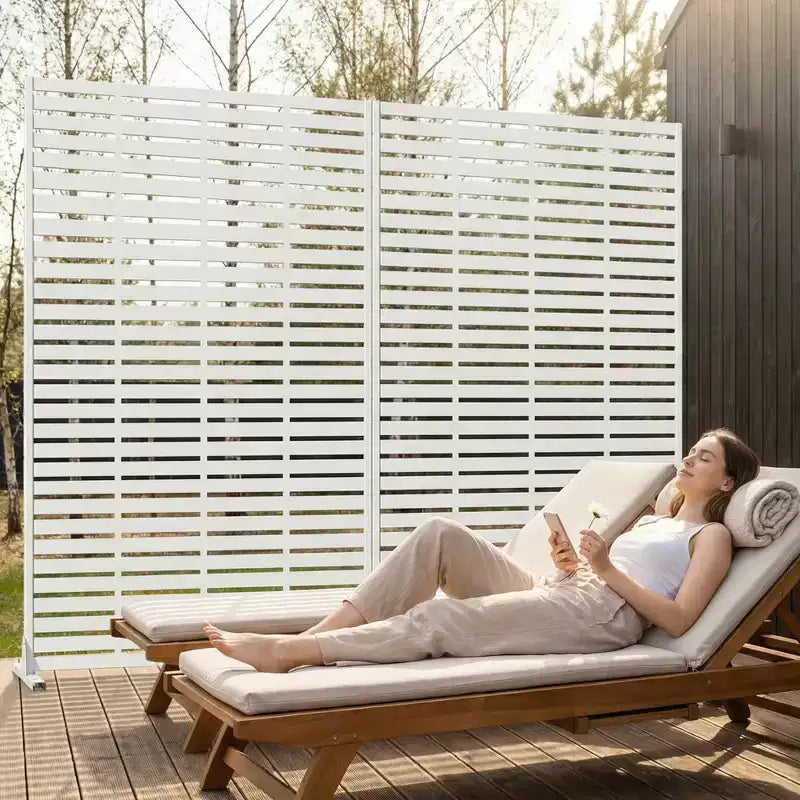 MAYEERTY 72x47 wit, natuurlijk privacyscherm voor buiten, set van 6 natuurlijke vouwschermen voor de achtertuin en tuin
