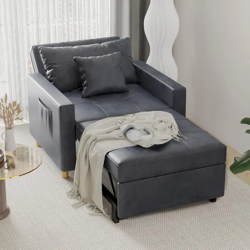 Fauteuil-lit réglable convertible 3-en-1, plusieurs couleurs, pour 1 personne