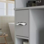 HOMCOM opbergkast boven het toilet, moderne badkamerorganizer met 2 deuren, toiletrolhouder en vrijstaand ruimtebesparend ontwerp