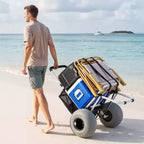 VEVOR Strandwagen mit großen Rädern für Sand, Ladefläche 20 x 15, klappbarer Strandwagen mit 12 Ballonreifen, Tragkraft 165 lbs, Silber+Schwarz