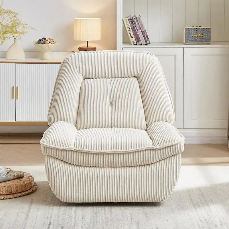 Draaibare relaxfauteuil van ribfluweel met voetensteun voor de woonkamer