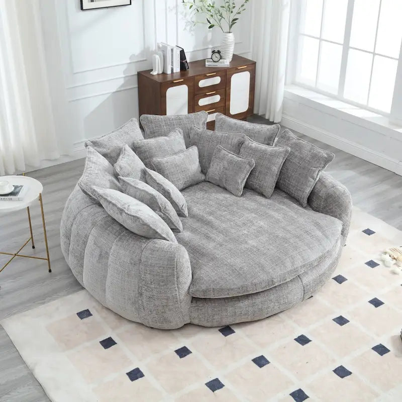 Comfortabele tweezits slaapbank met afgeronde rugleuning, extra grote slaapbank met armleuningen