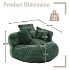 Sofa typu bean bag dla dorosłych i dzieci, duży fotel typu bean bag z sztruksu, 3 poduszkami i podłokietnikami do salonu lub sypialni
