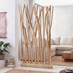 JONATHAN Y Tranquil, 39W x 68H, handgefertigter Raumteiler aus Teakzweigen im Küsten-Boho-Stil, einteilig