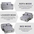 Modernes Ausziehsofa mit Schlaffunktion, 3-in-1-Schlafsofa mit verstellbarer Rückenlehne, Samt-Zweisitzer, Kissen und Seitentaschen