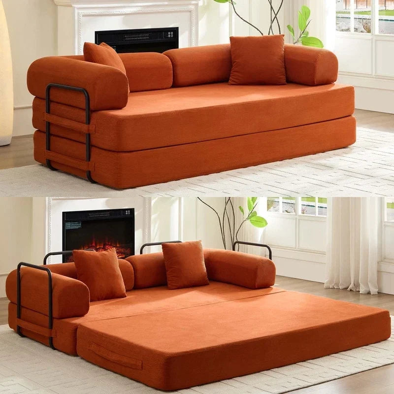 Mixoy umwandelbares Auszieh-Schlafsofa mit beweglicher Armlehne, Klappmatratzen-Couch, abnehmbares und waschbares Bodensofa