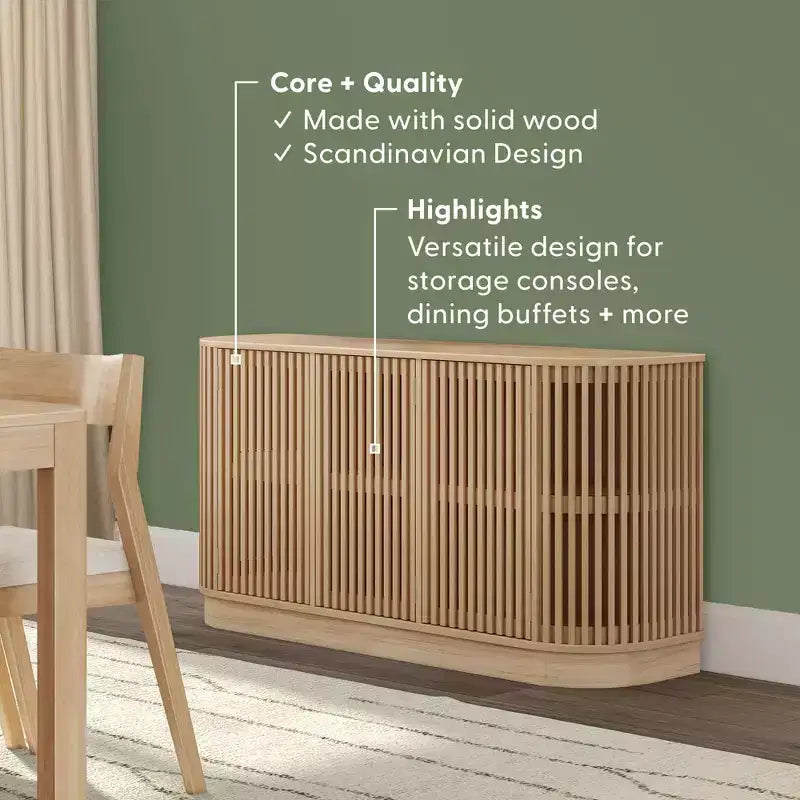 Plank+Beam Contour Sideboard aus Massivholz mit 3 Türen, 59-TV-Ständer fürs Wohnzimmer