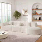 Moderne gebogen hoekbank van 140 inch met chaise longue, set van 3 delen, voor de woonkamer