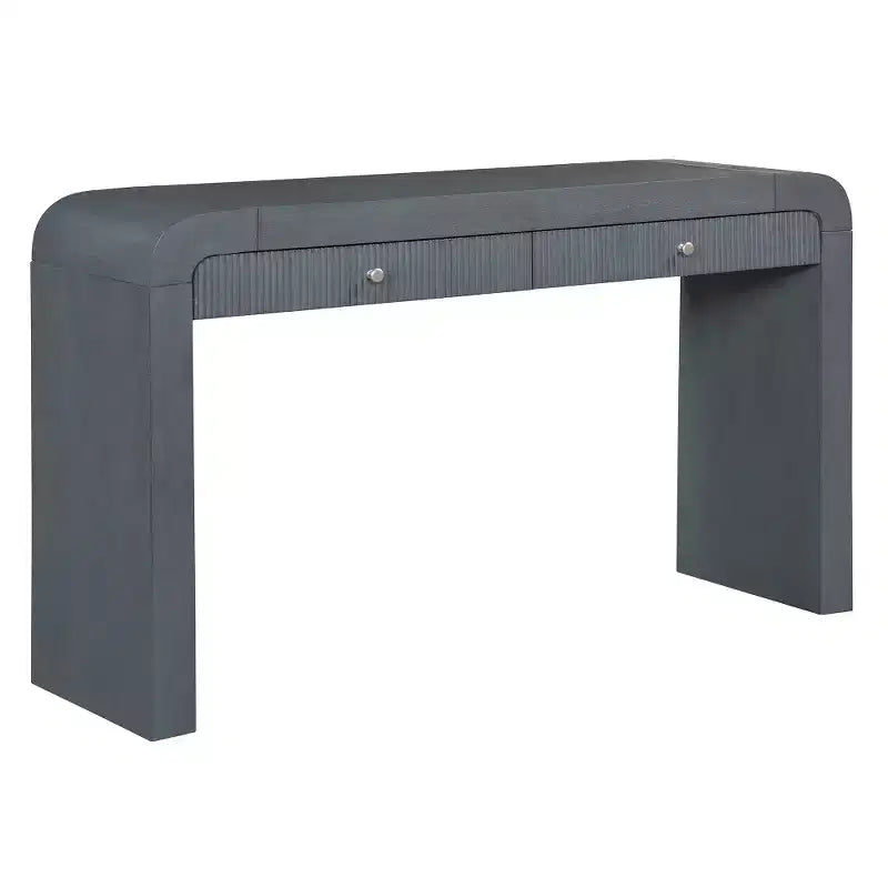Console rustique Whisen, table d’entrée et table d’appoint avec façade de tiroir cannelée