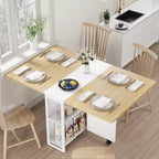 Table de salle à manger pliante pour cuisine, gain de place, extensible à abattants avec 6 roulettes, pour petit espace