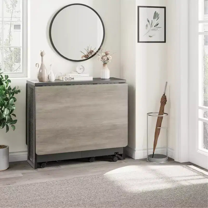 Table de salle à manger pliante pour cuisine, gain de place, extensible à abattants avec 6 roulettes, pour petit espace