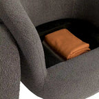 Upholstered Swivel Barrel Armchair with Storage Modern Living Room Side Chair for Bedroom/Office/Reading Spaces