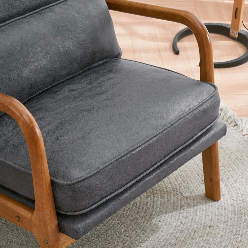 Tapicerowany fotel akcentowy w stylu mid-century modern