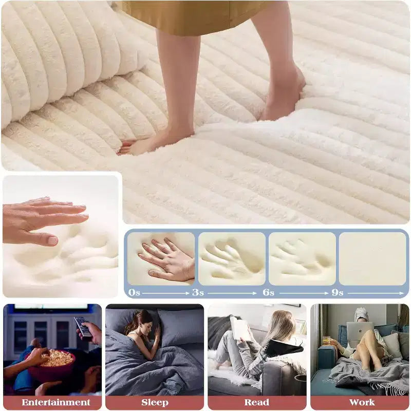 AMERLIFE dubbele chaise longue voor twee personen, comfortabele bank met diepe zitting, lendekussens en brede armleuningen, eenvoudig te monteren, imitatiebont