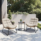 Buiten-papasanstoelen met kussen, comfortabele terrassenstoelen van PE-rattan met bijzettafel