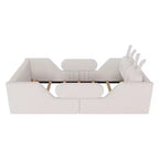 Lit plateforme simple Whisen, cadre de lit rembourré pour enfant au ras du sol avec coussin lapin et barrières latérales amovibles