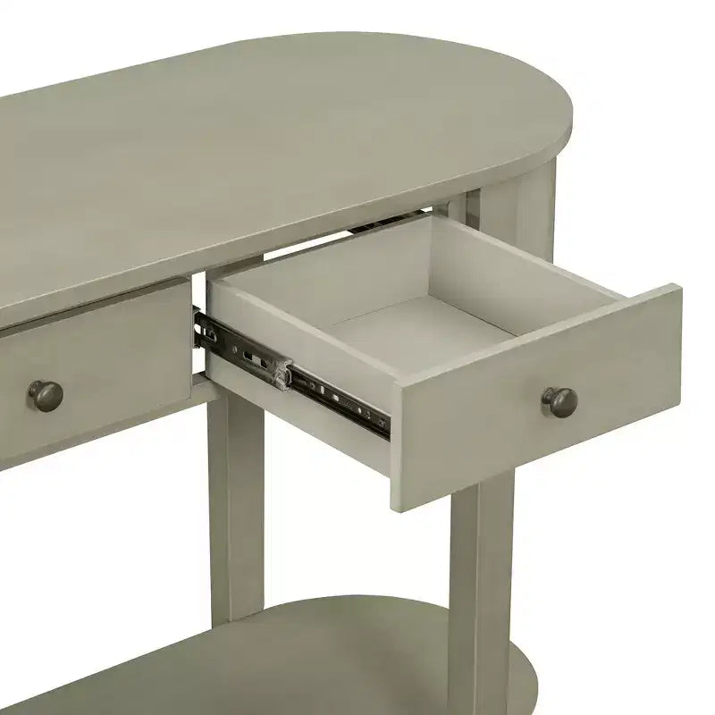 Console rustique Whisen, table d’entrée et table d’appoint avec façade de tiroir cannelée