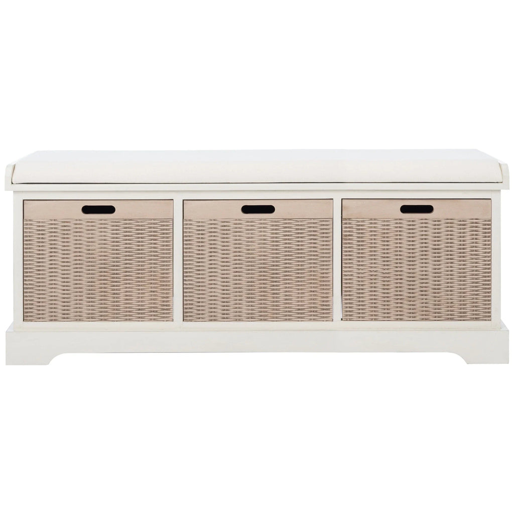 Banc de rangement SAFAVIEH Fiorello avec coussin et 3 tiroirs - 47.3 W x 15 L x 19 H - 47Wx15Dx19H