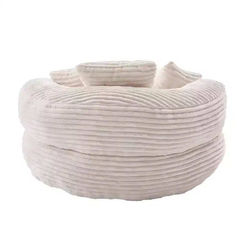 Sofa typu bean bag dla dorosłych i dzieci, duży fotel typu bean bag z sztruksu, 3 poduszkami i podłokietnikami do salonu lub sypialni