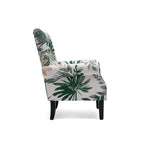 Erommy moderne fauteuil, fauteuil met hoge rugleuning, gestoffeerde eenzitsbank met knopen en houten poten voor de woonkamer