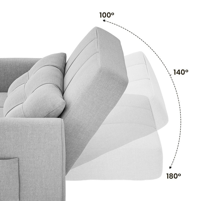 Canapé-lit convertible 3 en 1 avec réglage ajustable, fauteuil-canapé avec lit escamotable, lit pliant convertible pour le salon