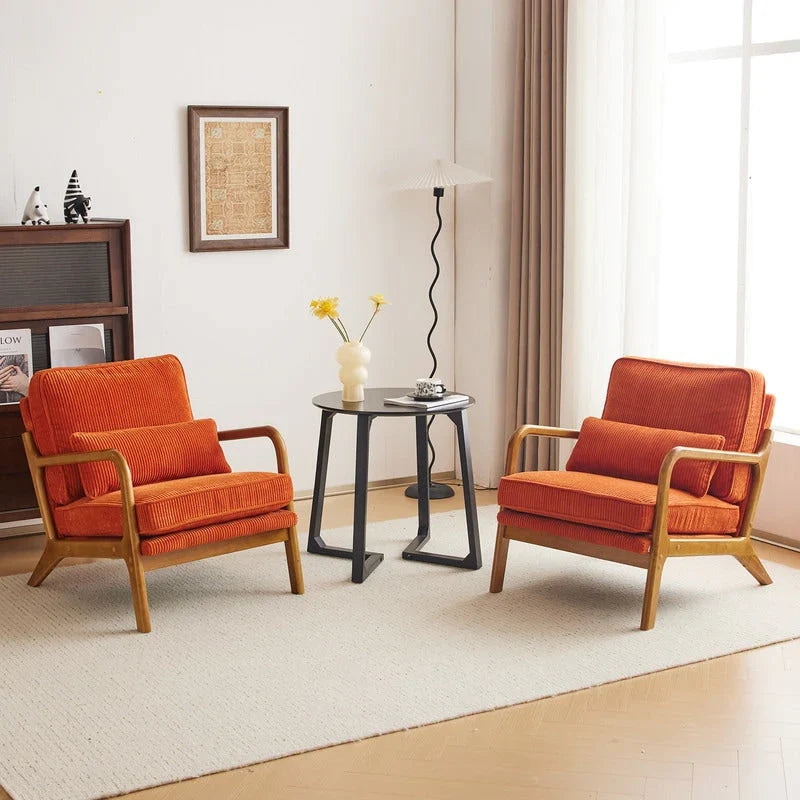 Tapicerowany fotel akcentowy w stylu mid-century modern