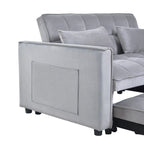 Modernes Ausziehsofa mit Schlaffunktion, 3-in-1-Schlafsofa mit verstellbarer Rückenlehne, Samt-Zweisitzer, Kissen und Seitentaschen