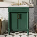 Meuble-lavabo de salle de bains 24 avec lavabo en céramique, meuble de style Shaker, 2 portes à fermeture amortie, structure en bois massif pour petite salle de bains ou salle d'eau