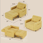 Canapé-lit convertible 3 en 1 avec réglage ajustable, fauteuil-canapé avec lit escamotable, lit pliant convertible pour le salon