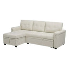 Canapé d’angle convertible et réversible avec lit escamotable, méridienne avec rangement dissimulé et pieds robustes