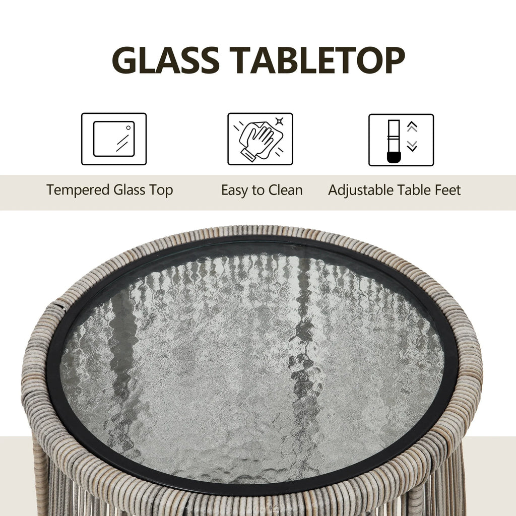 3-teiliges Outdoor-Bistroset aus Korbgeflecht, wetterfeste Rattan-Gartenmöbel mit Stühlen und Kissen