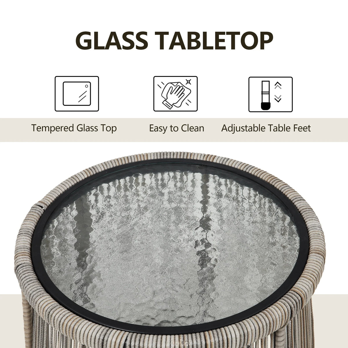 3-teiliges Outdoor-Bistroset aus Korbgeflecht, wetterfeste Rattan-Gartenmöbel mit Stühlen und Kissen