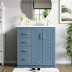 30 Badezimmer-Waschtischunterschrank mit einem Waschbecken, Schrank und 3 Schubladen ??Schwarz / Blau / Grün / Indigo / Weiß