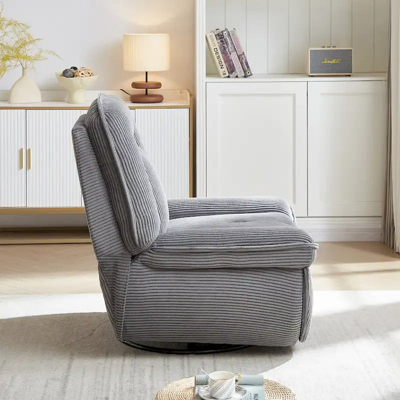 Draaibare relaxfauteuil van ribfluweel met voetensteun voor de woonkamer