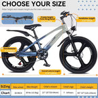 NAYSAYE mountainbike voor kinderen van 20 inch met 7 versnellingen en frame van magnesiumlegering, voor jongens en meisjes van 8-12 jaar, 57.09*21.65*29.92