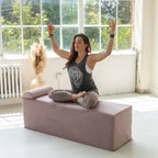 Avana Kami verstelbare chaise longue / voor yoga en massage - 2-in-1 poef met verborgen uitklapbare yogaloungestoel, microfluweel - N/A